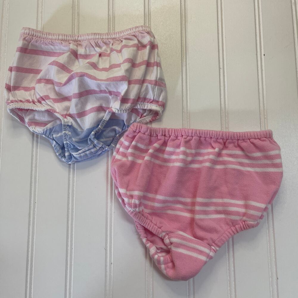 Ralph Lauren Striped Pink‎ Bloomers Diaper Covers Preppy Bundle Girls 9 Months